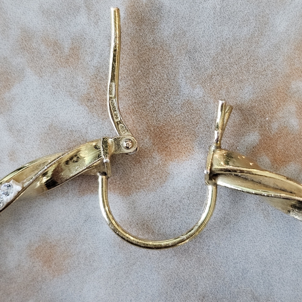 JORDAN MOM 14k Gold Plated and Solid Sterling Silver With Crystals Hoop Earrings - Picture 8 of 13